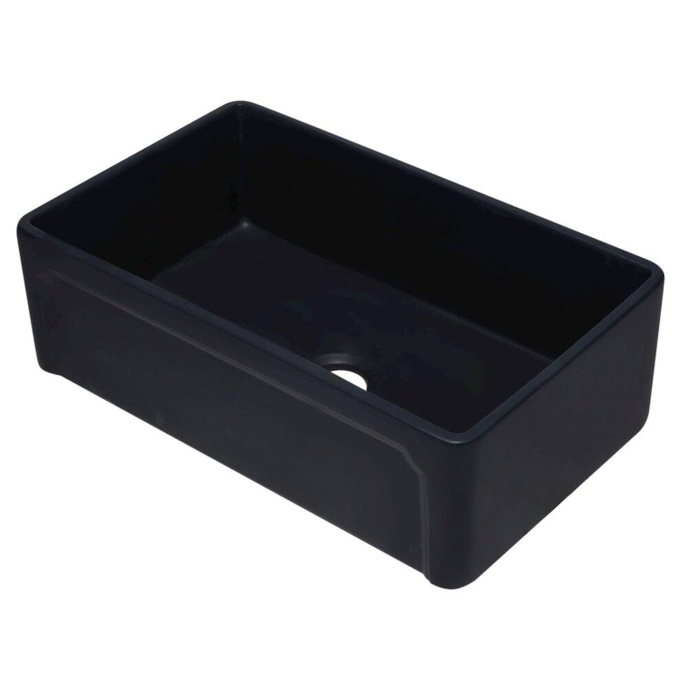 Front. Alfi - ALFI brand 33 inch Black Reversible Single Fireclay Farmhouse Kitchen Sink - Black.