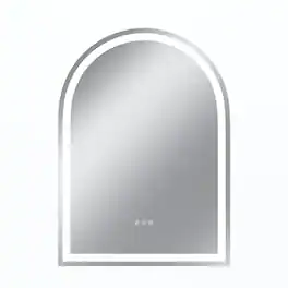 Boyel Living - 28 x 38 in Rectangle Aluminum Frame Arched Mirror with Front Light and Anti-Distortion Glass