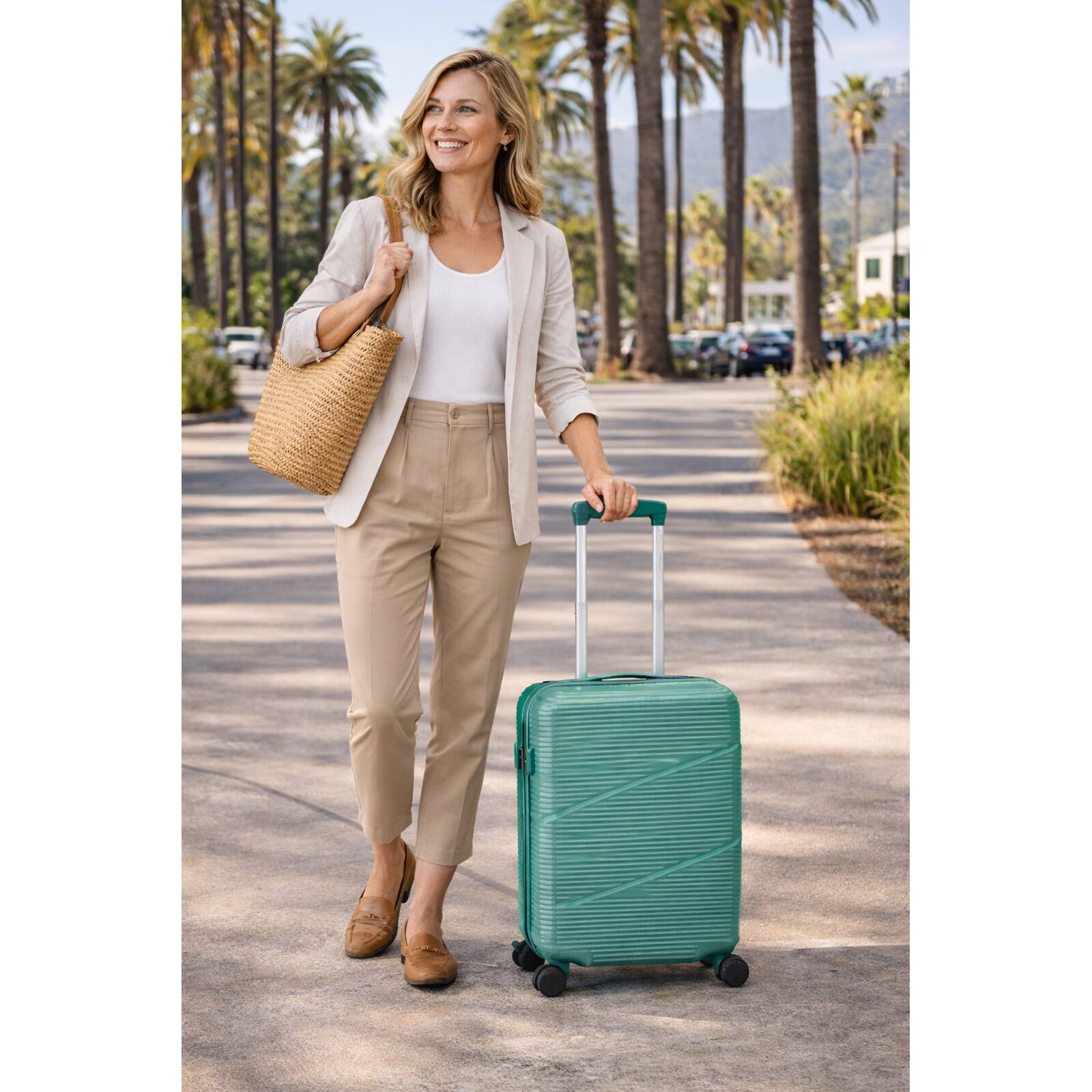 Alt View 1. World Traveler - World Traveler 20-Inch Hardside Expandable Carry-On Spinner Luggage – Includes Bonus Travel Bag – Green - Green.