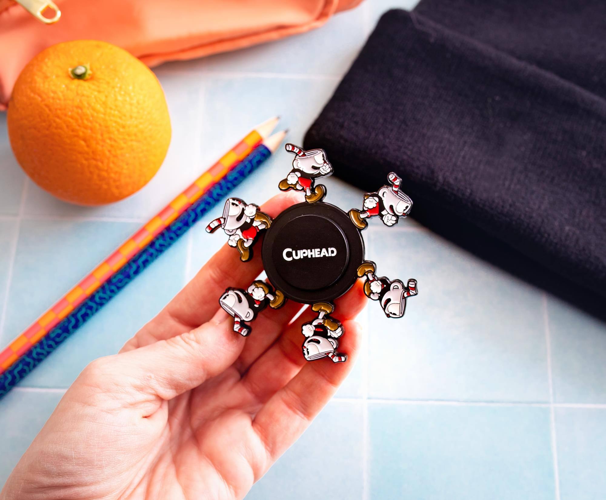 Alt View 5. Toynk - Cuphead Running 3-Inch Fidget Toy Spinner - Red.