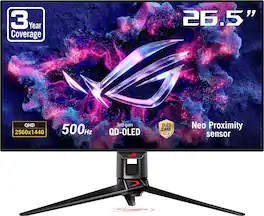 ASUS - ROG Swift 27" 2K OLED 500Hz 0.03ms Gaming Monitor with FreeSync Premium Pro and HDR (DisplayPort, HDMI) - Black