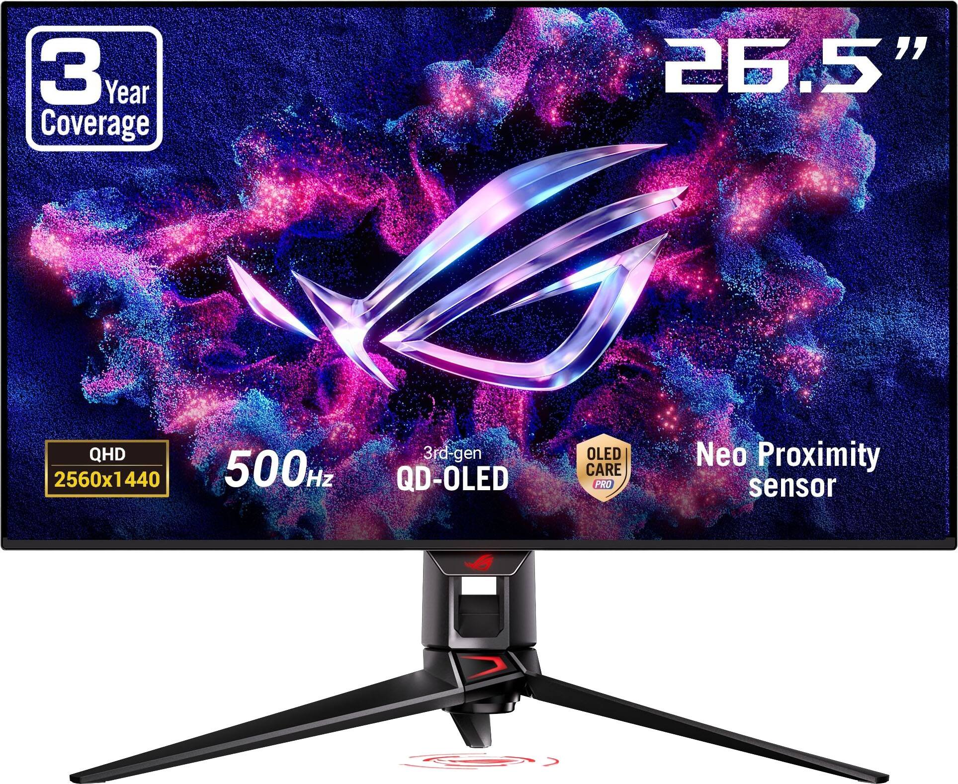 3 Year Coverage  
26.5"  
QHD 3rd-gen 2560x1440 500Hz QD-OLED  
OLED CARE PRO  
Neo Proximity sensor