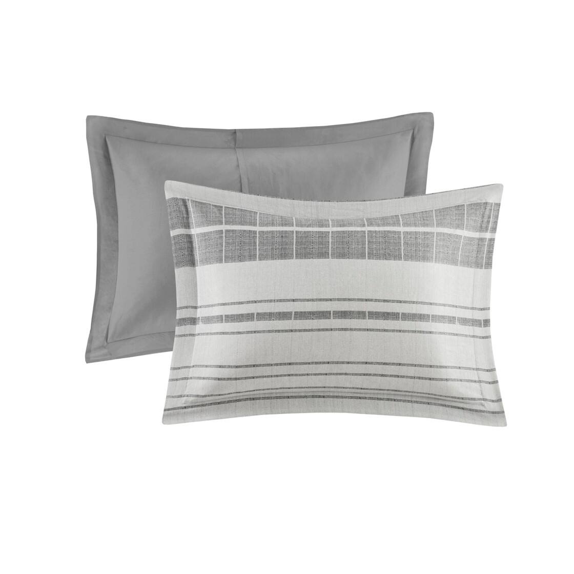 Alt View 4. Gracie Mills - Gracie Mills Naxos 3 Piece Stripe Duvet Cover Set - Grey/Multi.