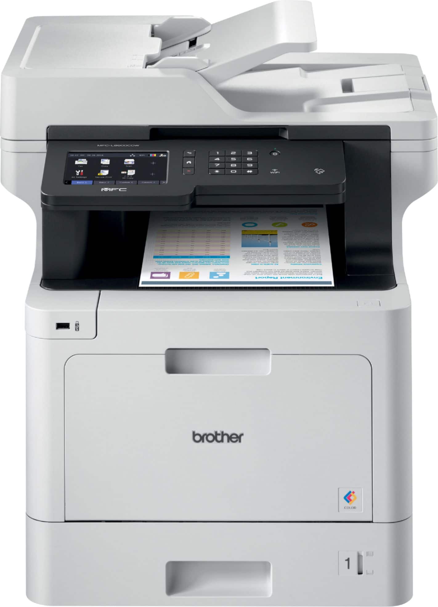 Front. Brother - MFC-L8900CDW Wireless Color All-in-One Laser Printer - White.