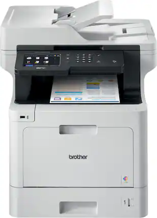 Front. Brother - MFC-L8900CDW Wireless Color All-in-One Laser Printer - White.