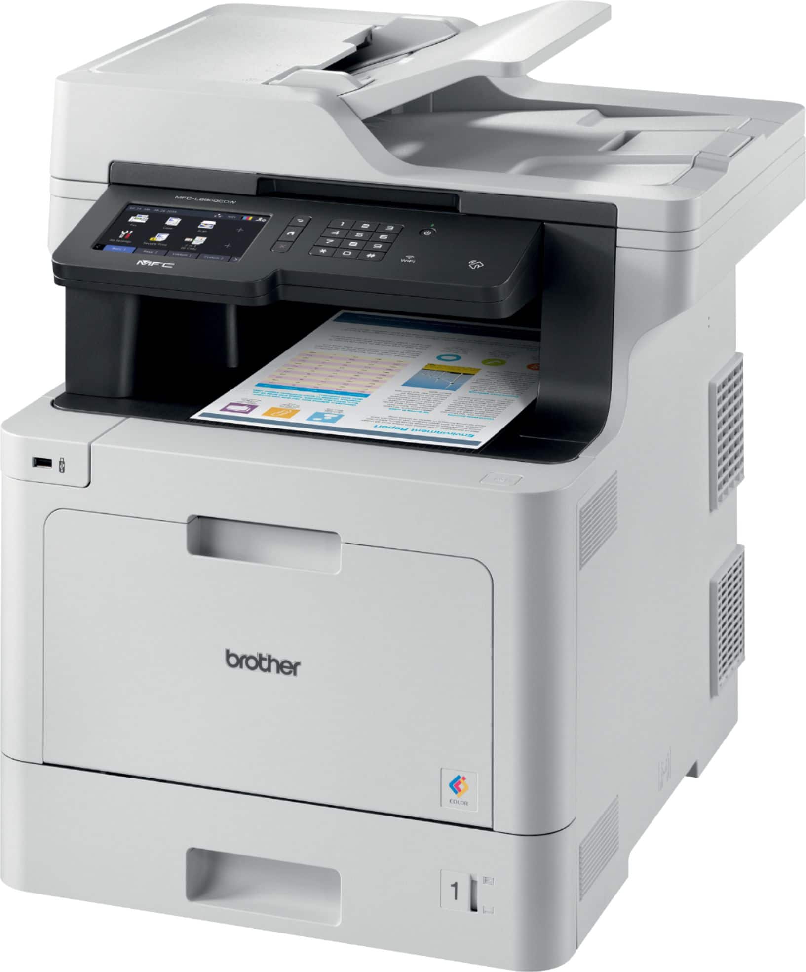 Left. Brother - MFC-L8900CDW Wireless Color All-in-One Laser Printer - White.