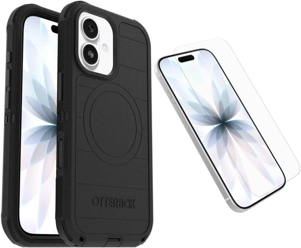OtterBox - iPhone 17 (Only) Bundle: Defender Series Case & Screen Protector - Case Only - Rugged - Snaps on MagSafe - Black