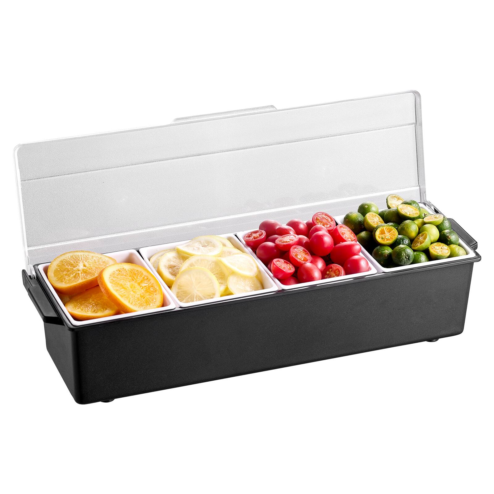 Alt View 5. VEVOR - Chilled Condiment Server, 4 Compartment Ice Cooled Condiment Serving Container - Black.