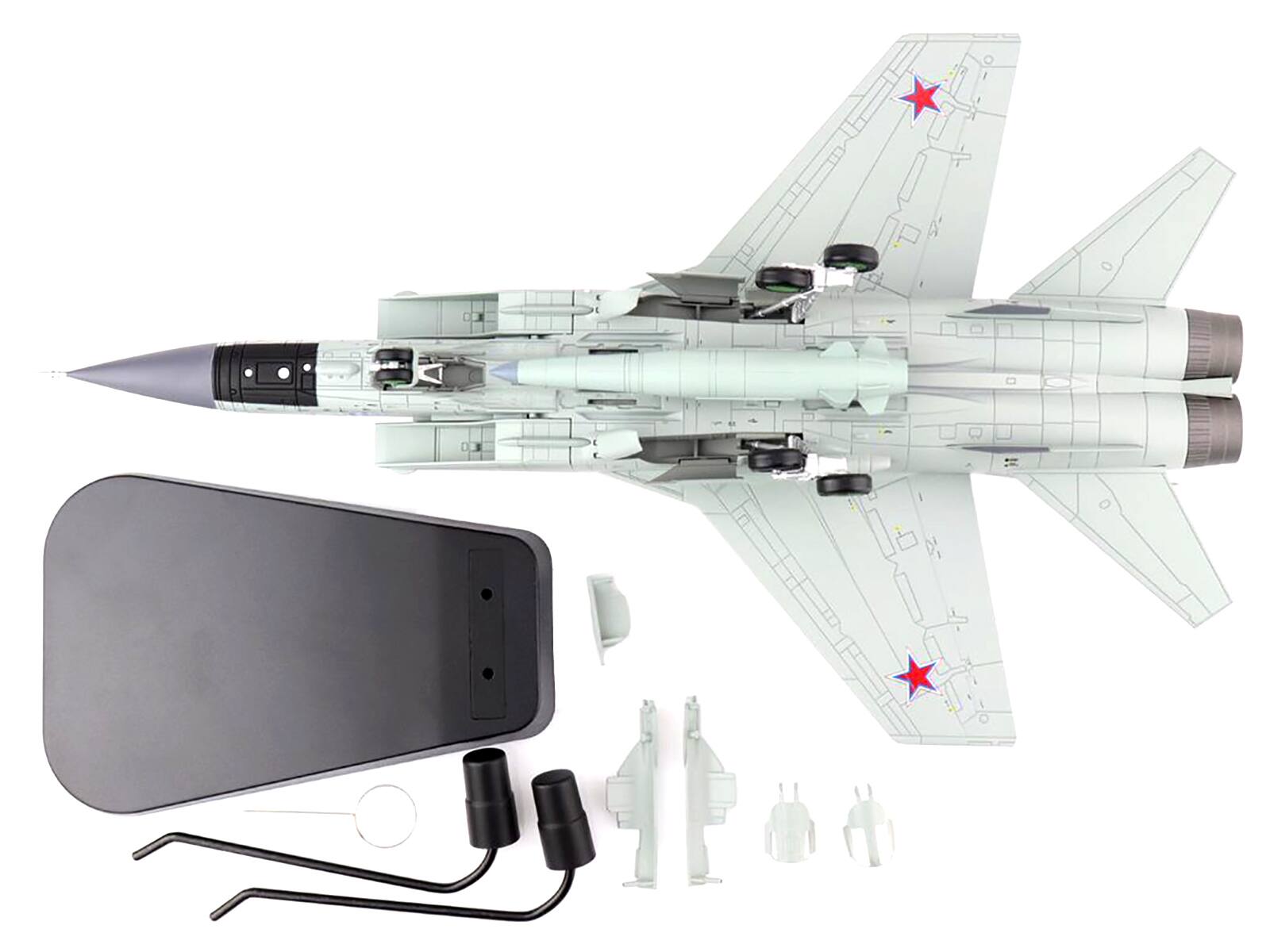 Alt View 1. Hobby Master - Mikoyan MIG-31K Foxhound D Interceptor Aircraft with KH-47M2 Missile (2022) "Air Power Series" 1/72 - Grey.