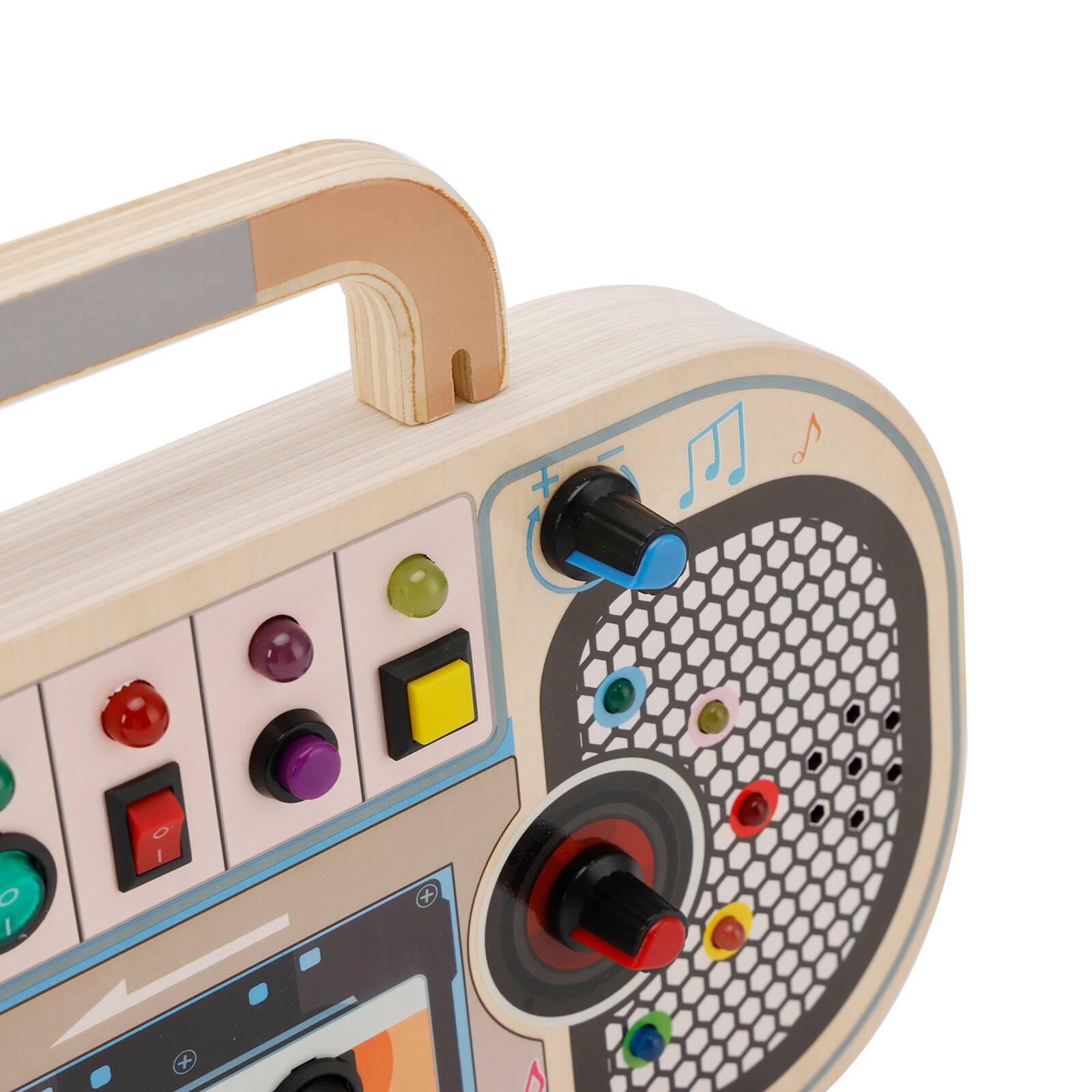 Alt View 6. Topteng - LED Musical Busy Board with 5 Sensory Light Switches-Montessori Toy for Toddler,Wooden Activity Board with Squirrel Game.