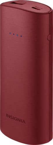 Insignia™ - 5,200 mAh Portable Charger for Most USB-Enabled Devices - Red - Larger Front