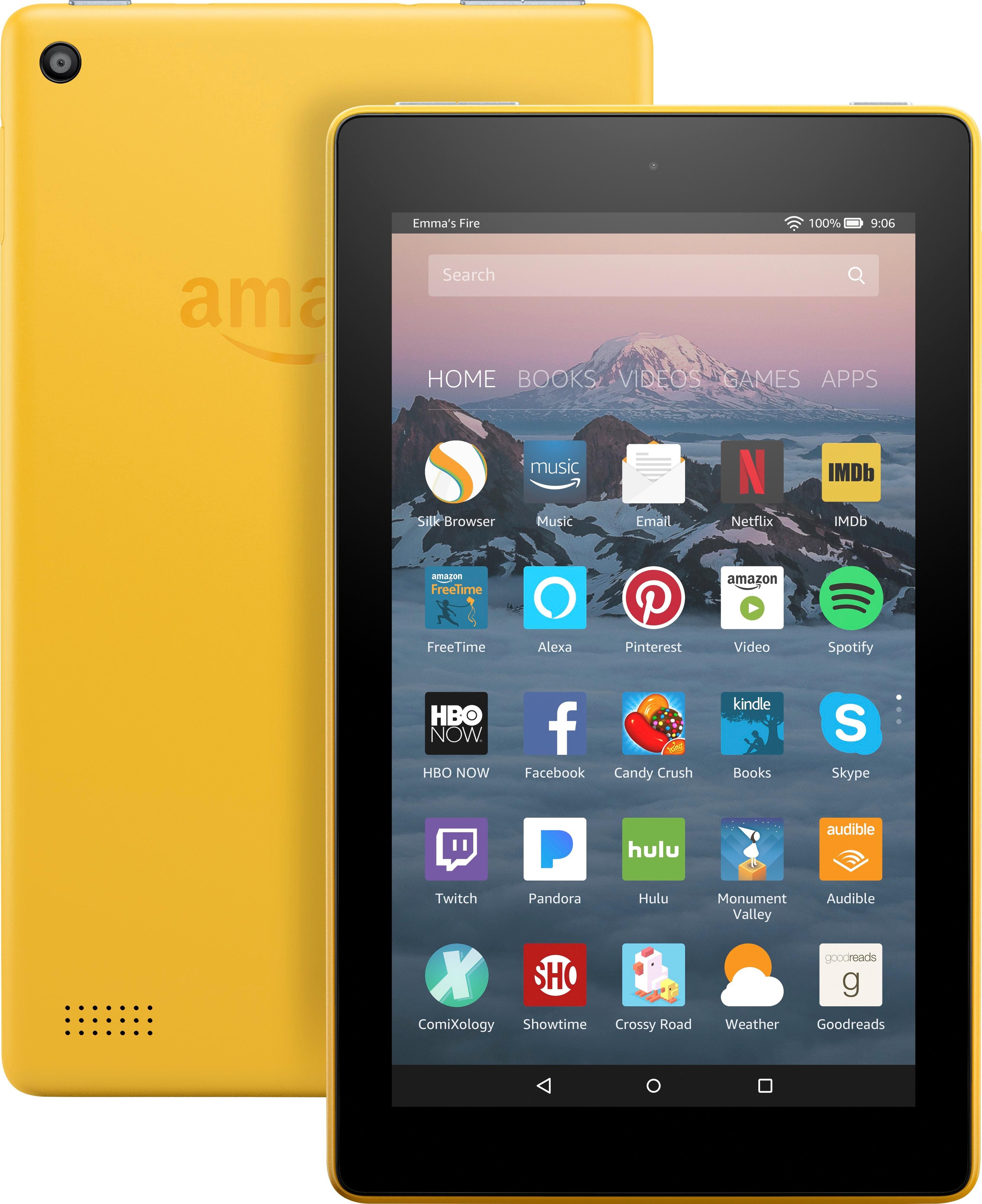 Front. Amazon - Fire - 7" - Tablet - 8GB 7th Generation, 2017 Release - Canary Yellow.