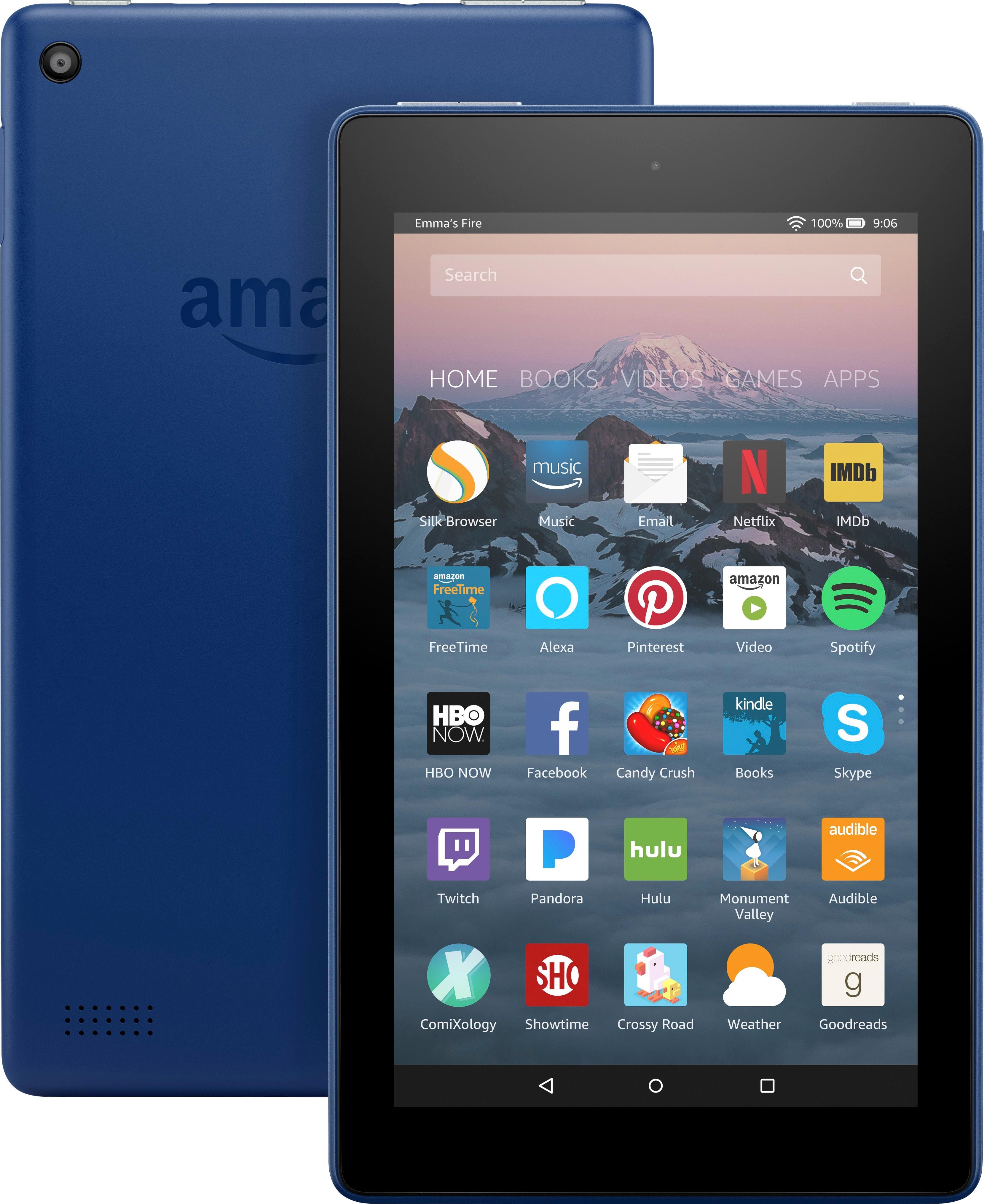 Front. Amazon - Fire 7 - 7" - Tablet - 8GB 7th Generation, 2017 Release - Marine Blue.