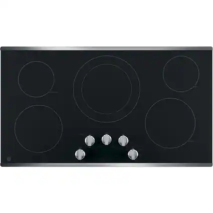 Front. GE - 36" Built-In Electric Cooktop - Stainless Steel.