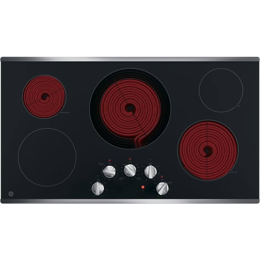 Alt View 11. GE - 36" Built-In Electric Cooktop - Stainless Steel.