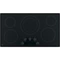 GE - 36 in. Wide 5 Element Built-In Electric Cooktop with Power Boil and Dual-Ring Element - Black