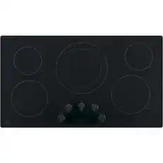 Front. GE - 36" Built-In Electric Cooktop - Black.