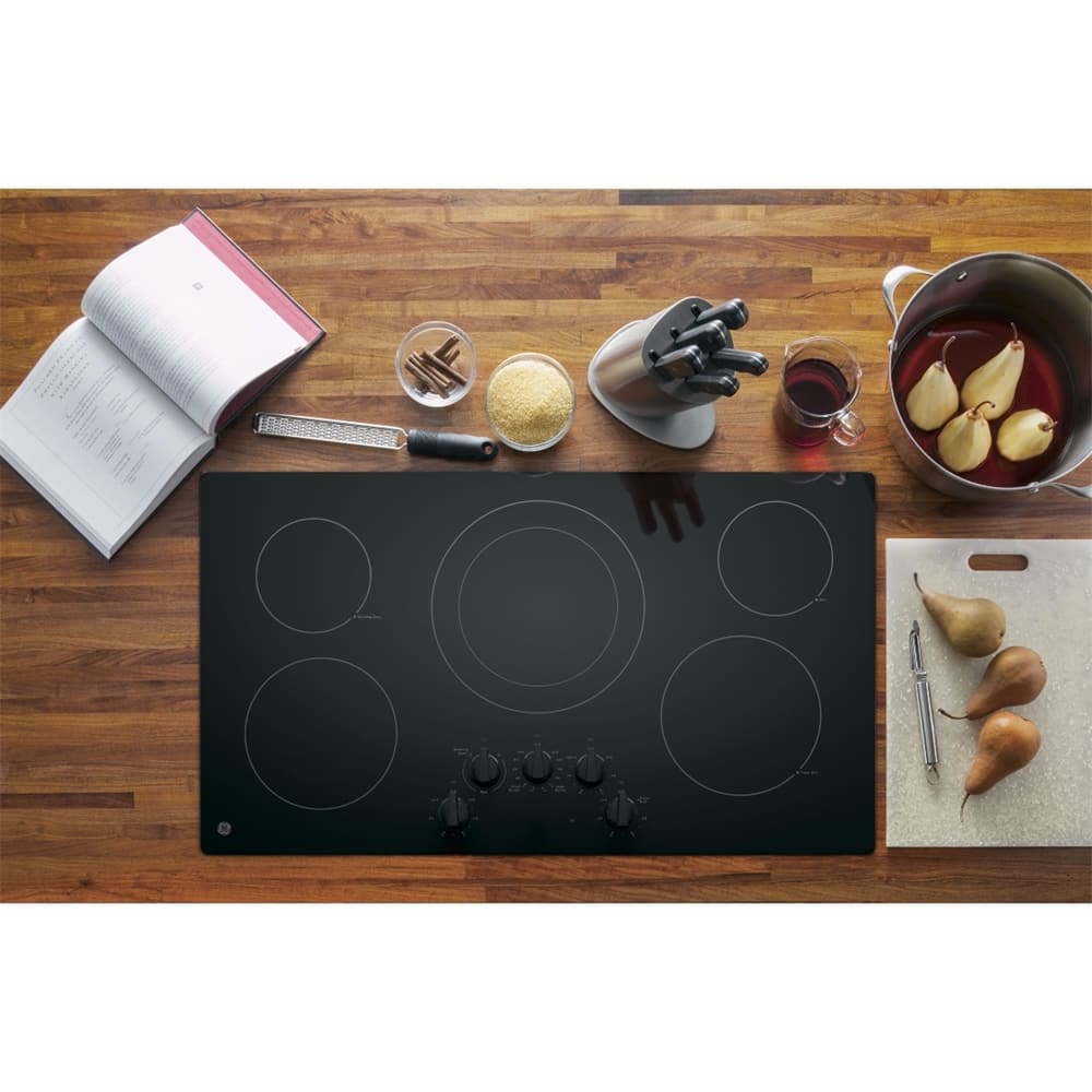 Alt View 11. GE - 36" Built-In Electric Cooktop - Black.
