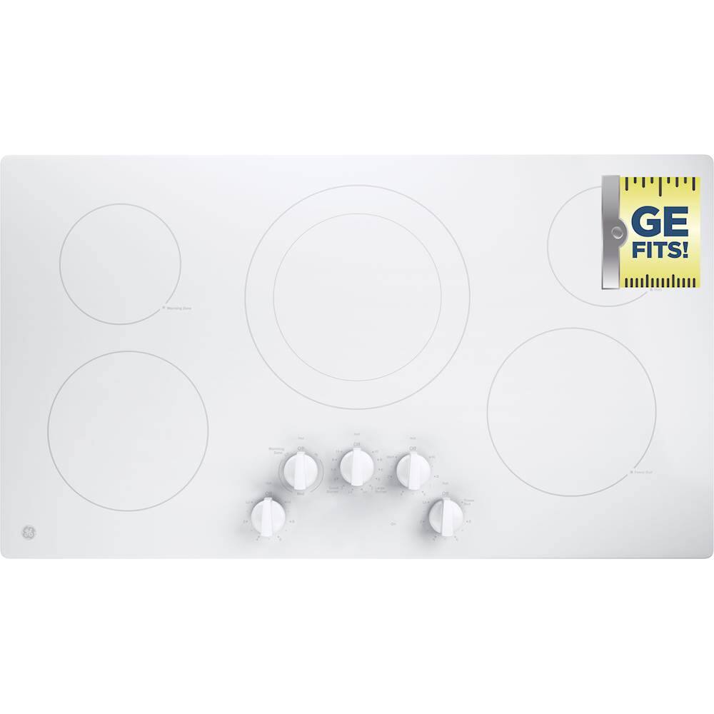 Alt View 17. GE - 36" Built-In Electric Cooktop - White.
