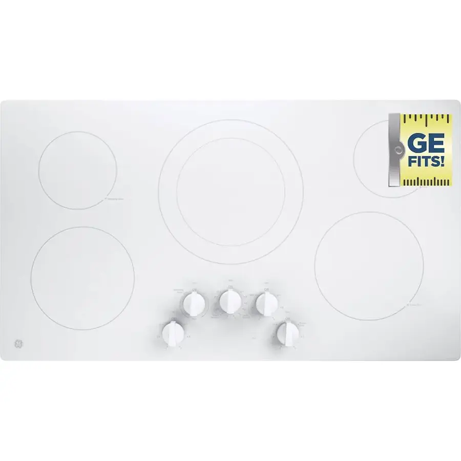 Alt View 17. GE - 36" Built-In Electric Cooktop - White.