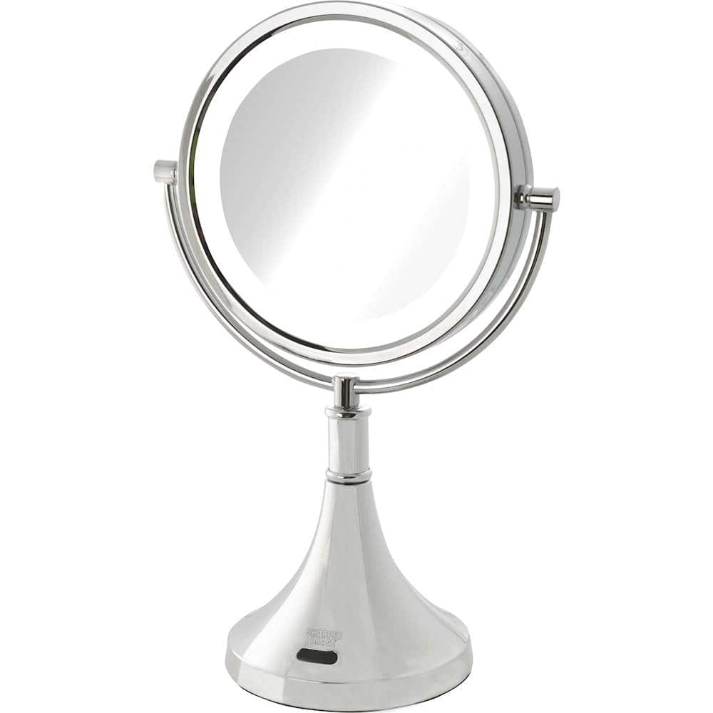 Angle. Sharper Image - LED Lighted Mirror with Motion Sensor - Chrome.