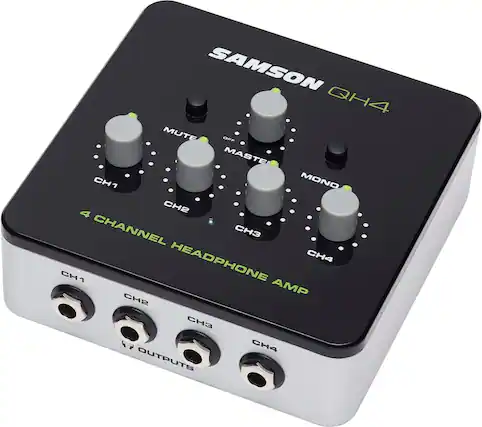 Front. Samson - 4-Channel Headphone Amplifier - Black.