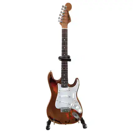 Front. Axe Heaven - Miniature Custom Shop Fender™ Strat™ Guitar Replica - Aged.