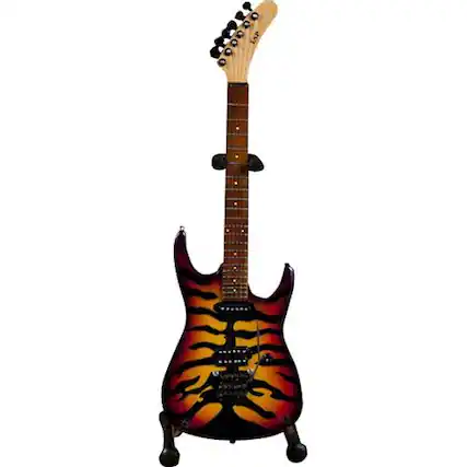 Front. Axe Heaven - George Lynch Sunburst Tiger Miniature Guitar Replica Collectible.