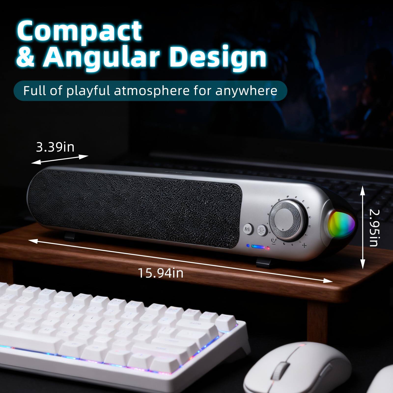 Compact & Angular Design  
Full of playful atmosphere for anywhere  

3.39in  
15.94in  
2.95in