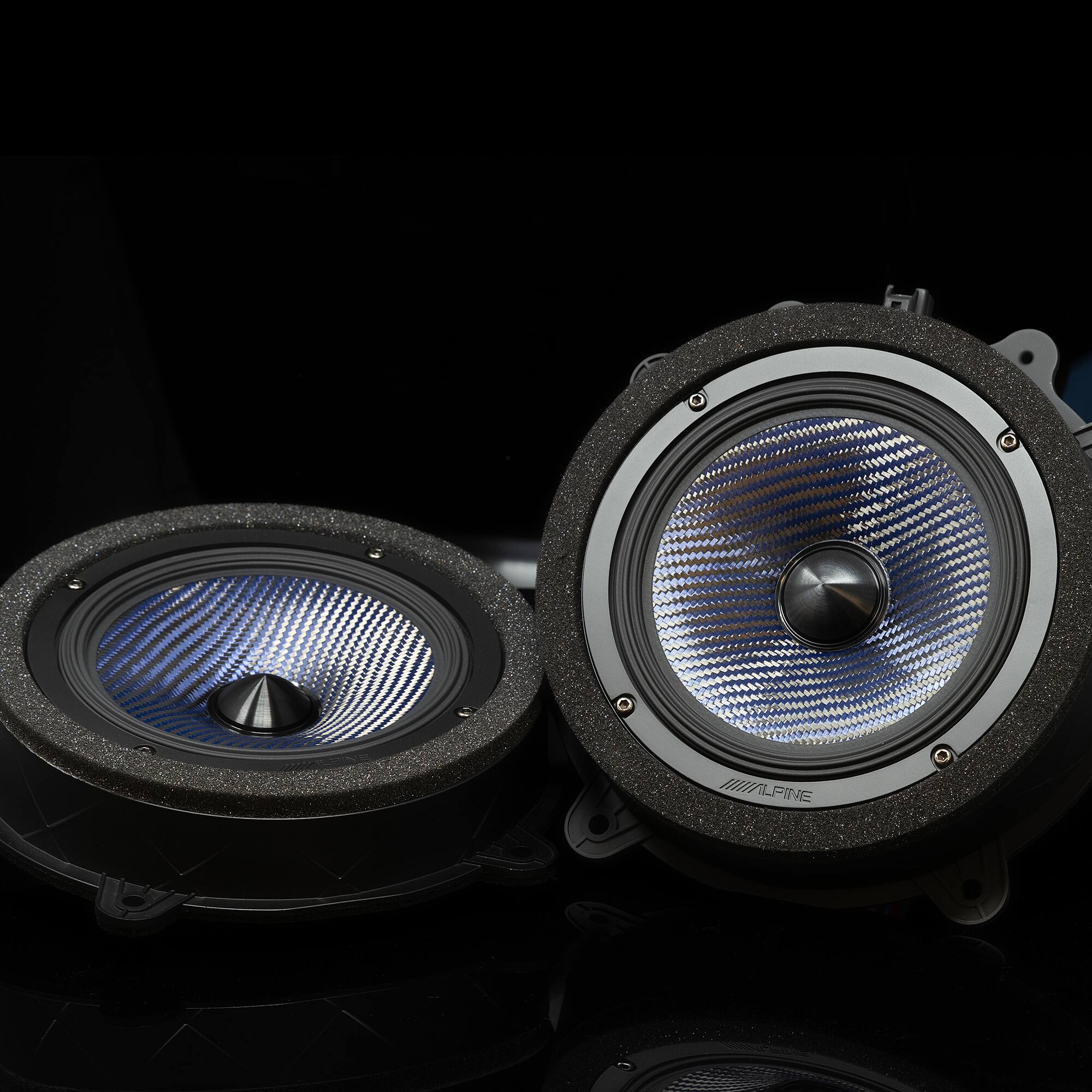 Alt View 1. Alpine - Alpine EV-65CF-T - 6.5" Component Front Door Speaker Set Compatible with 17-24 Model 3 & 20-24 Model Y - Black/Gray.