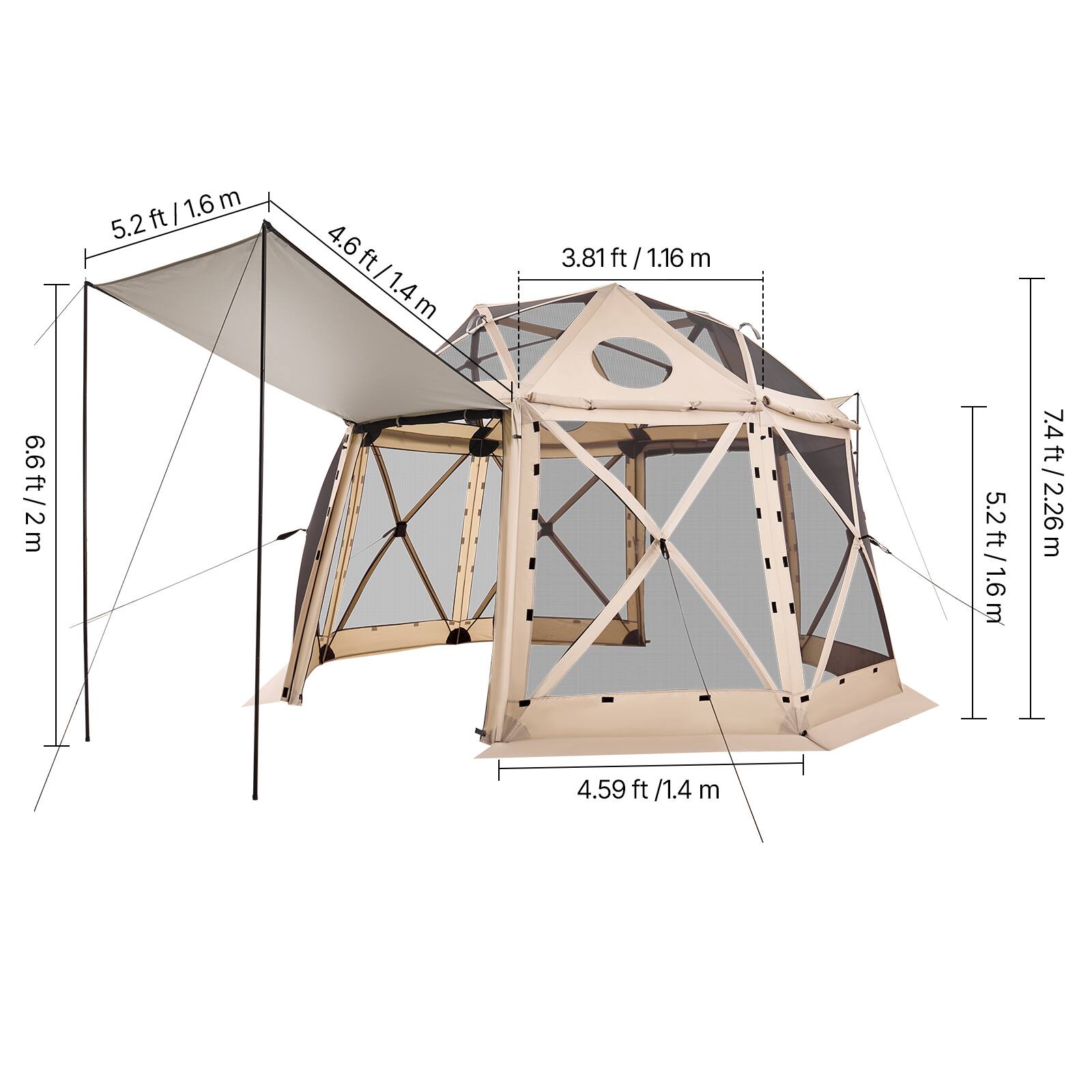 6.6ft/2m  
5.2ft/1.6m  
4.6ft/1.4m  
3.81ft/1.16m  
7.4ft/2.26m  
4.59ft/1.4m