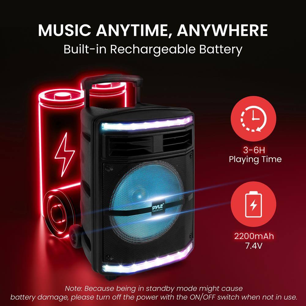 MUSIC ANYTIME, ANYWHERE  
Built-in Rechargeable Battery  

3-6H Playing Time  
2200mAh 7.4V  

Note: Because being in standby mode might cause battery damage, please turn off the power with the ON/OFF switch when not in use.