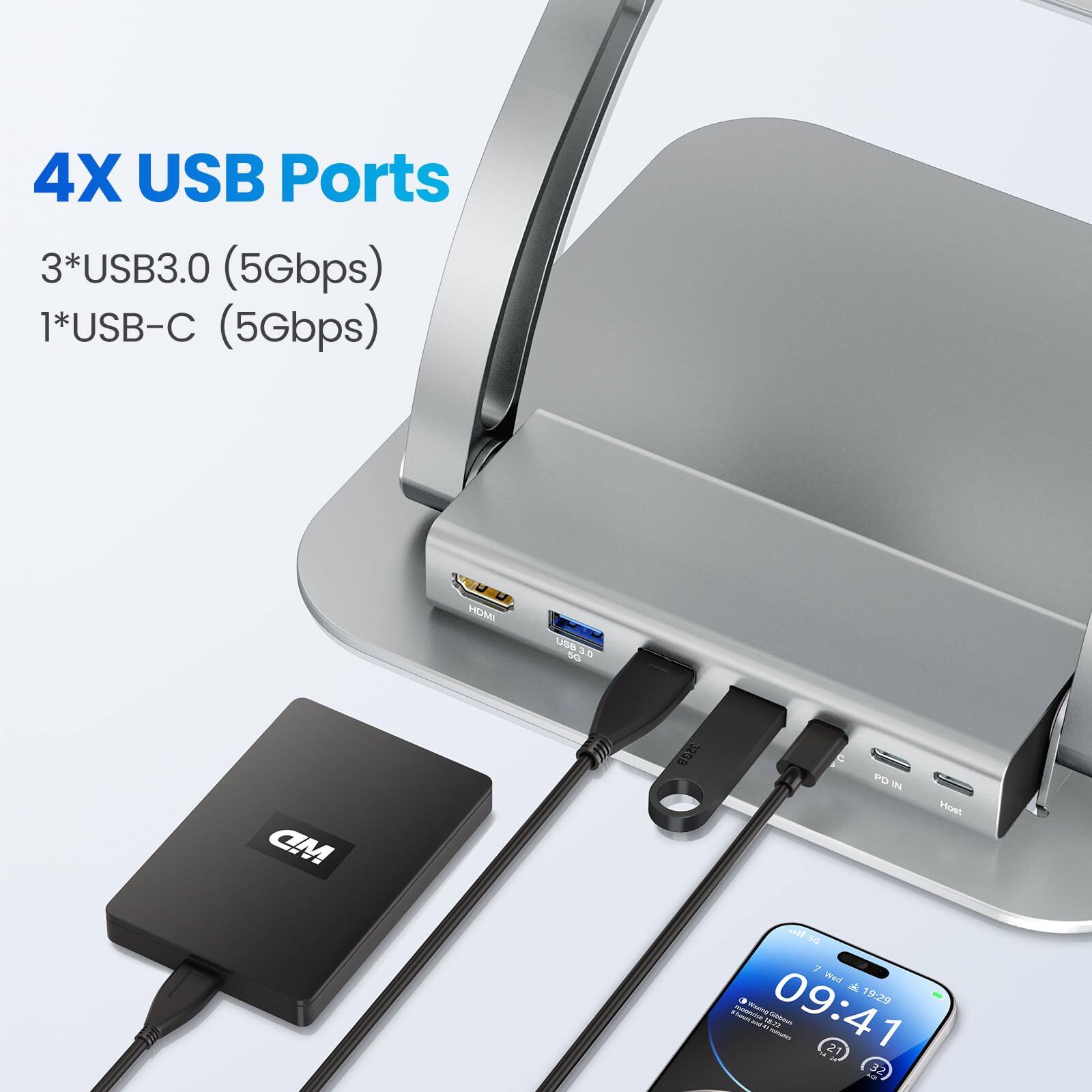 4X USB Ports  
3*USB3.0 (5Gbps)  
1*USB-C (5Gbps)  

UU HDMS U5030 SS 3.0 CM 395a PD I Hoi adl DE 7 Wed A  

19:29 - 09:41 21 32