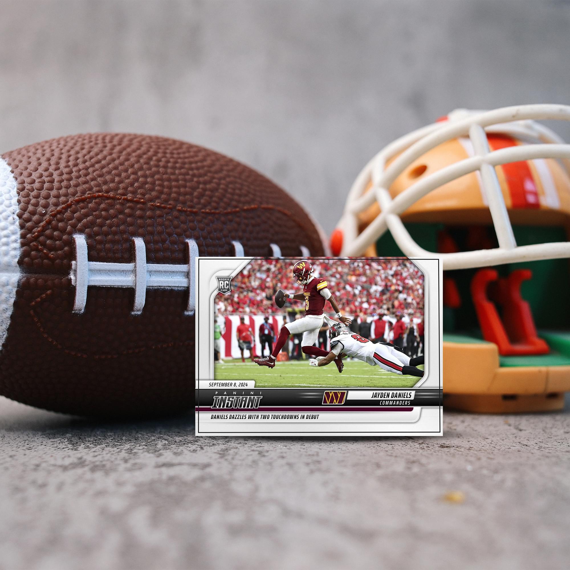 SEPTEMBER 8, 2024  
JAYDEN DANIELS  
COMMANDERS  
DANIELS DAZZLES WITH TWO TOUCHDOWNS IN DEBUT