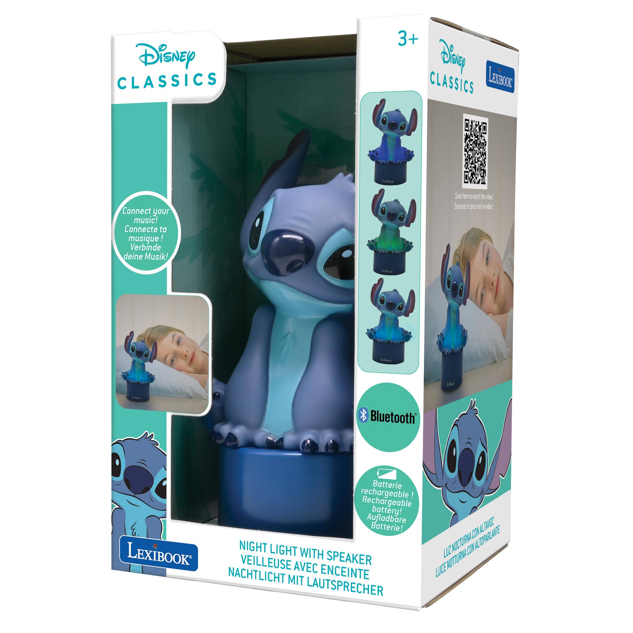 Disney CLASSICS 3+  
CLASSICS LexiBor  
Connect your music!  
Connecte to musique  
Verbinde deine Musik!  

Bluetooth  
Batterie rechargeable!  
Rechargeable battery!  
Aufladbare Batterie!  

NIGHT LIGHT WITH SPEAKER  
VEILLEUSE AVEC ENCEINTE  
NACHTLICHT MIT LAUTSPRECHER
