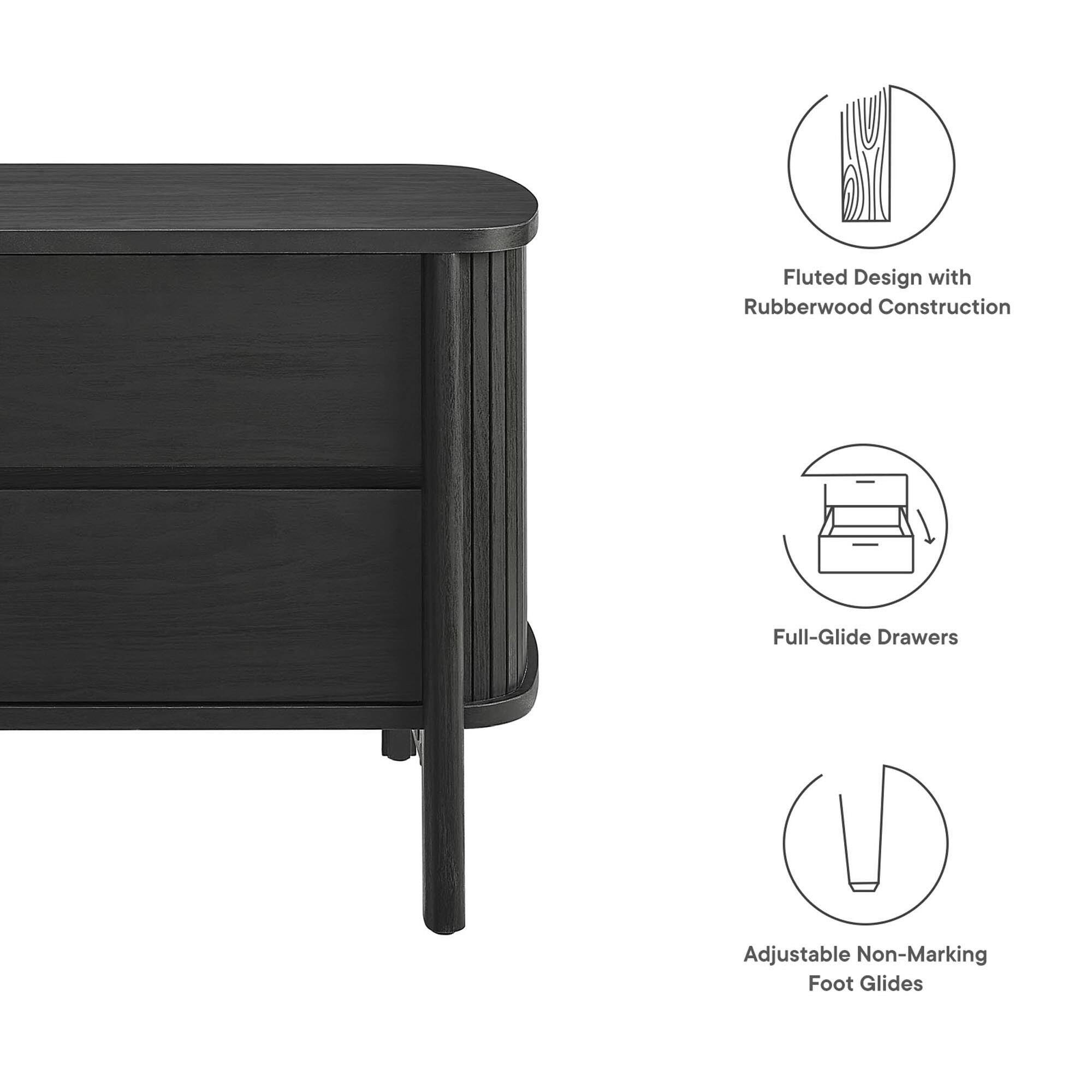 Fluted Design with Rubberwood Construction  
Full-Glide Drawers  
Adjustable Non-Marking Foot Glides