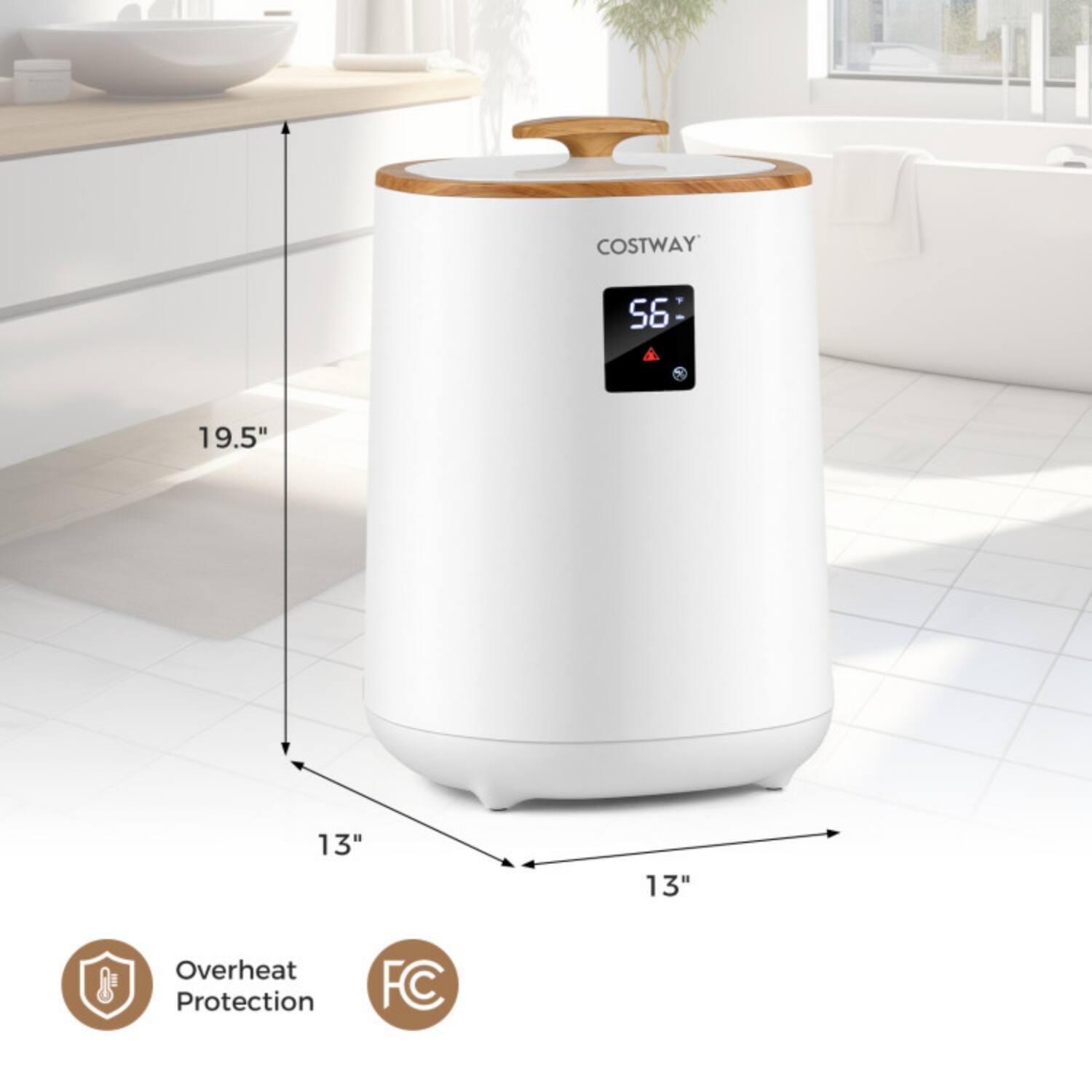 COSTWAY S6:  
19.5" x 13" x 13"  
Overheat Protection  
FC