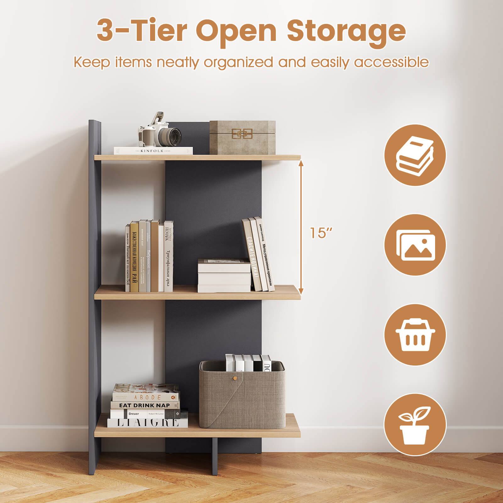 3-Tier Open Storage  
Keep items neatly organized and easily accessible  

15"