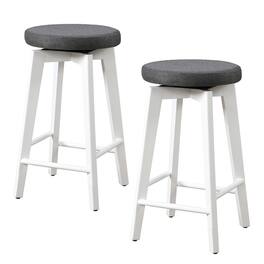 LuXeo - Serena 24" Barstool White Legs with Gray Fabric Upholstered Seat (Set of 2) - White/Gray