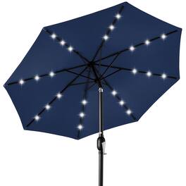 Best Choice Products - 10ft Solar LED Lighted Patio Umbrella w/ Tilt Adjustment, UV-Resistant Fabric - Blue - Navy