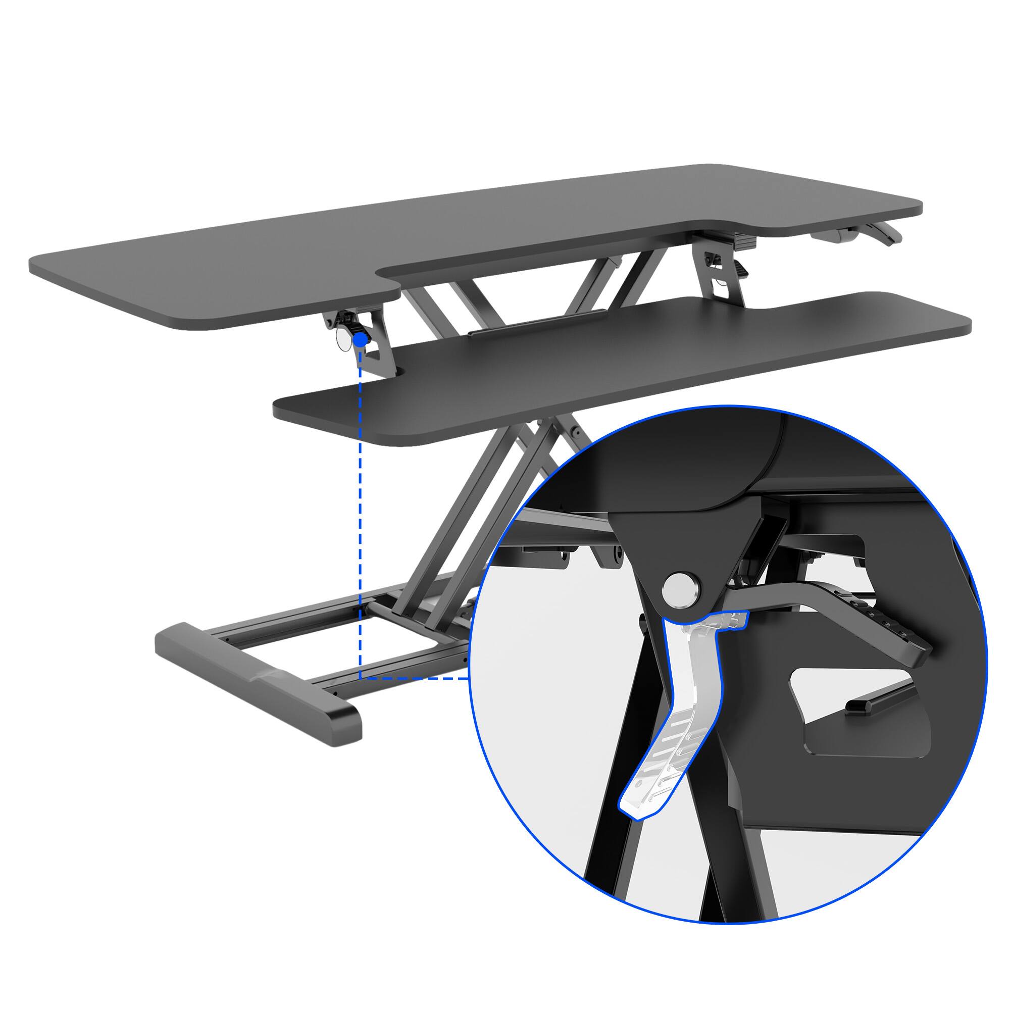 Left. FlexiSpot - FlexiSpot M7 Series 42"W Manual Adjustable Standing Desk Converter, Black - Black.