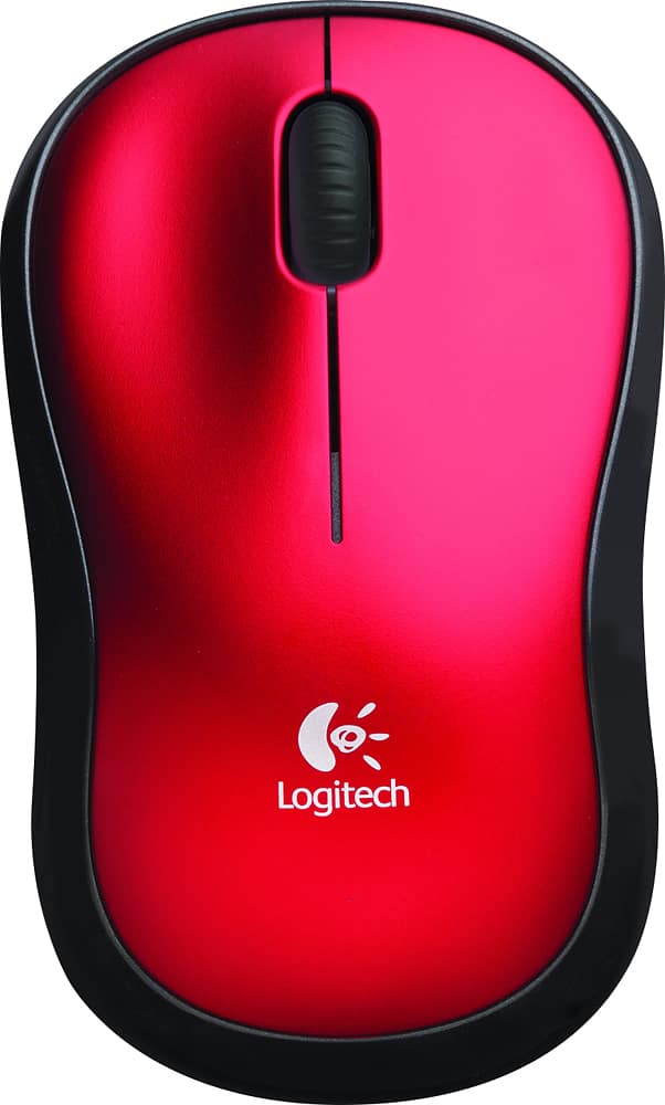 Front. Logitech - M185 Wireless Mouse - Red.