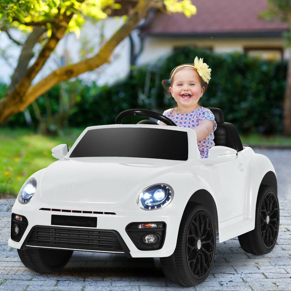 Angle. SlickBlue - Electric Kids Car Volkswagen Beetle with Remote Control, Fun Ride-On Toy - White.
