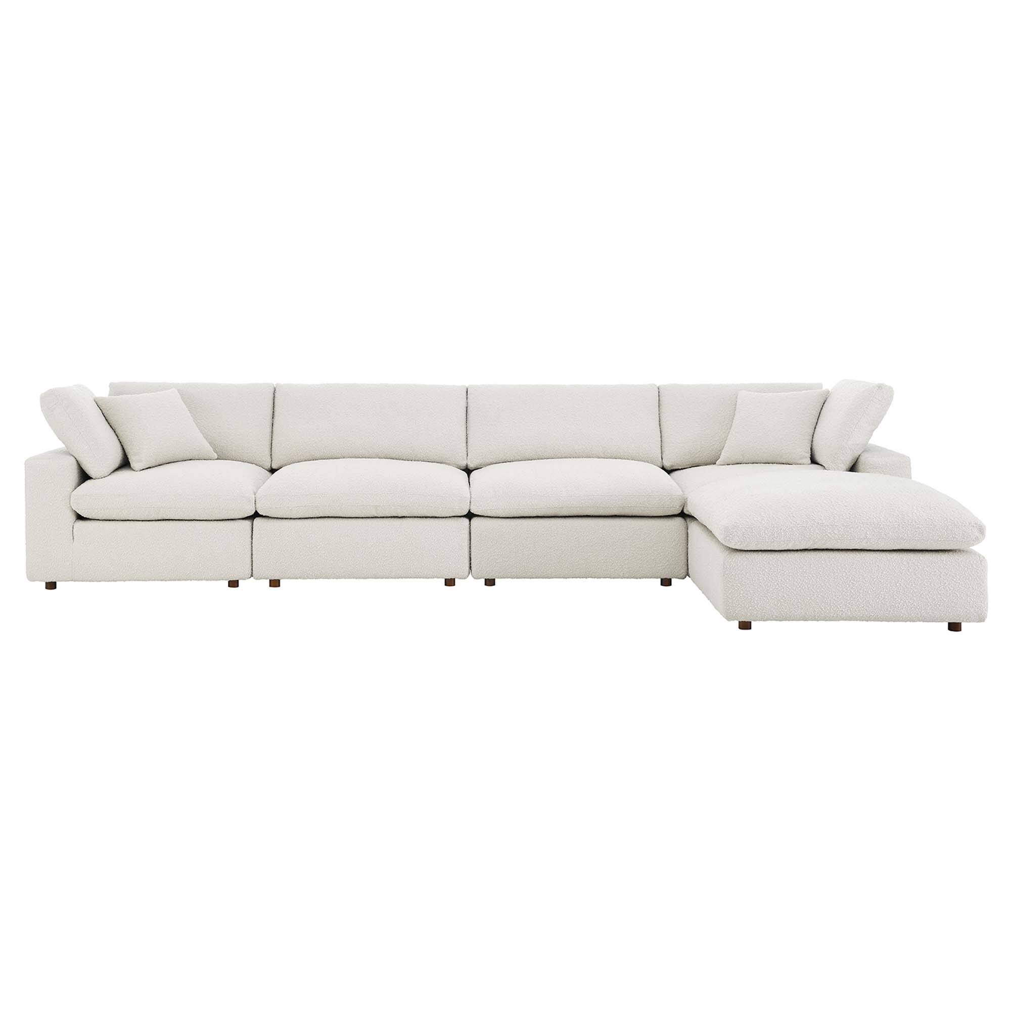 Left. Modway - Commix 5-Piece Down Filled Overstuffed Boucle Fabric Sectional Sofa by Modway - White.