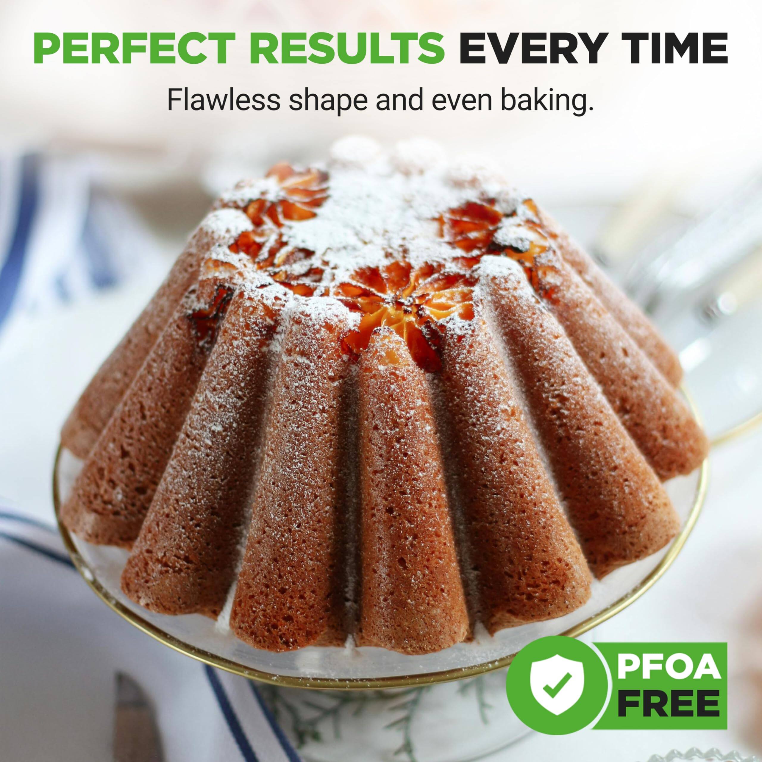 PERFECT RESULTS EVERY TIME  
Flawless shape and even baking.  

PFOA FREE