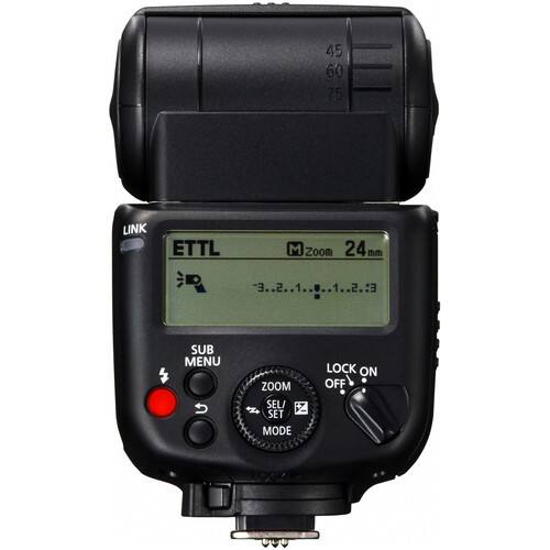45 60 75 LINK ETTL M Zoom 24mm E 1 1 2 E SUB MENU U ZOOM SEL/ V SET MODE LOCK ON OFF
