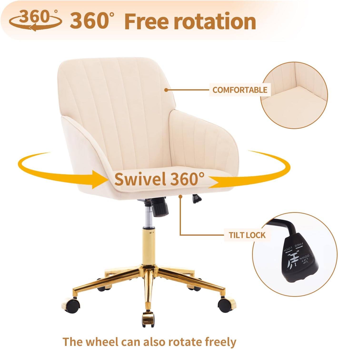 360° Free rotation

- COMFORTABLE
- Swivel 360°
- TILT LOCK

The wheel can also rotate freely