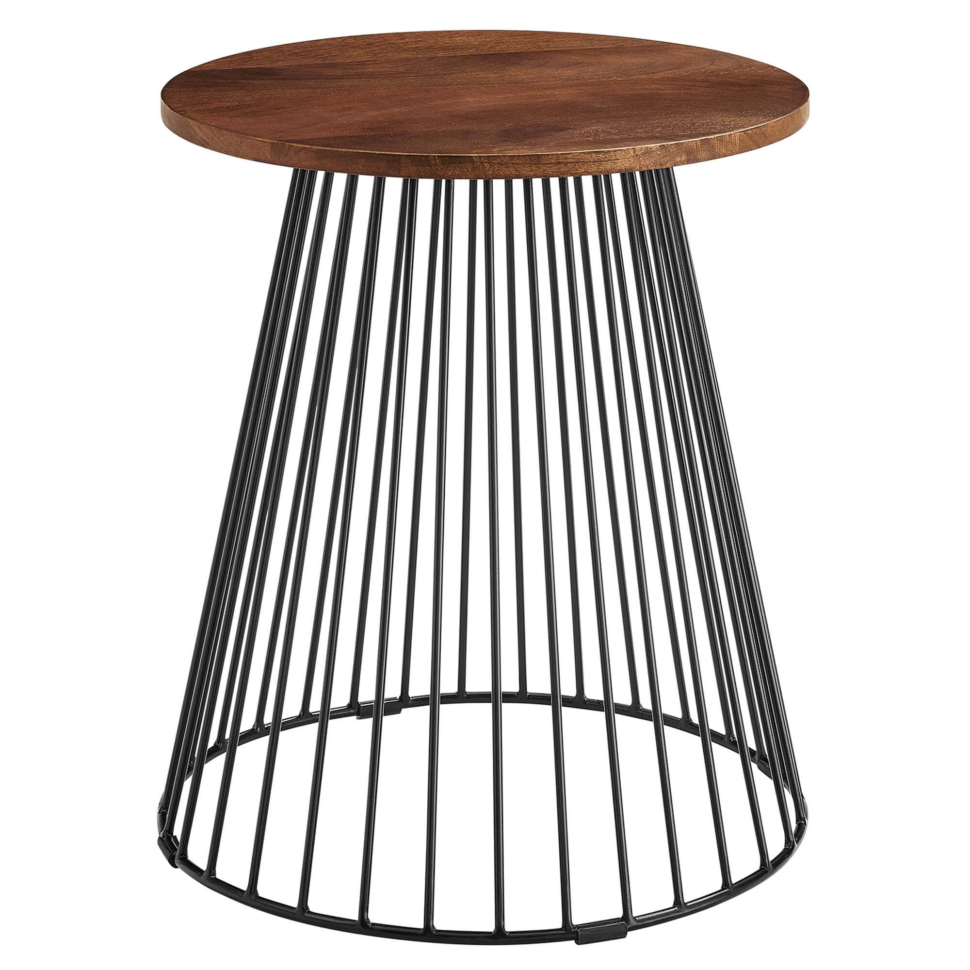 Angle. Modway - Valeo Round Wood and Metal Side Table by Modway - Walnut.