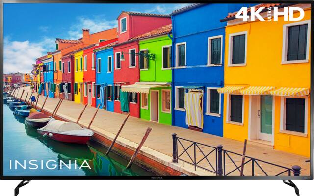 Front. Insignia™ - 65" Class - LED - 2160p - Smart - 4K UHD TV with HDR Roku TV - Black.