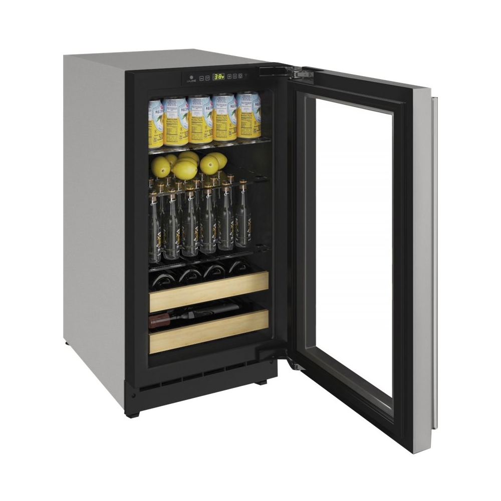 Left View: U-Line - 1000 Series 8-Bottle Wine Refrigerator - Gray